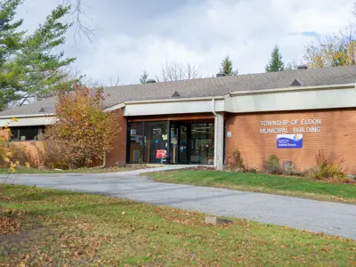 Outside the Kirkfield branch - Red brick bulding of the old Eldon township building