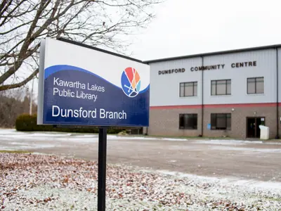 Outside the Dunsford branch that is housed inside the large community centre building