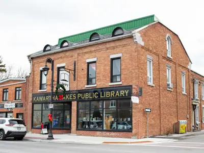 Outside the Omemee branch - red brick building downtown omemee