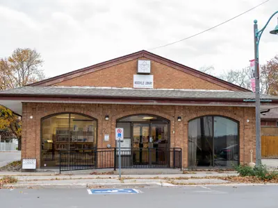 Outside the Woodville branch - red brick building